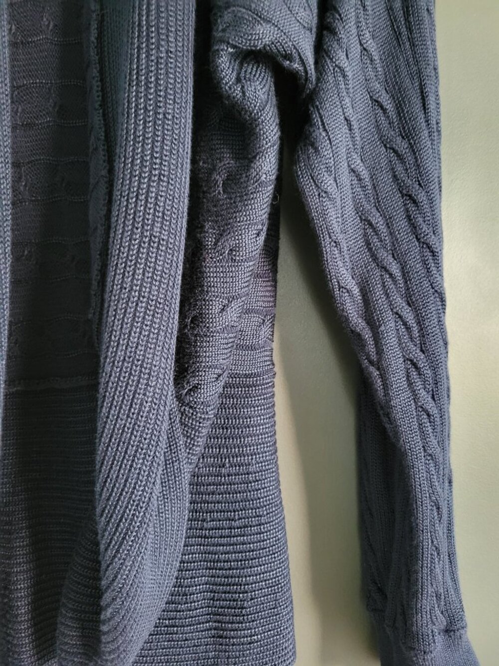 Lauren Ralph Lauren Navy  Cable Knit Shawl Collar Open Cardigan - Picture 8 of 12
